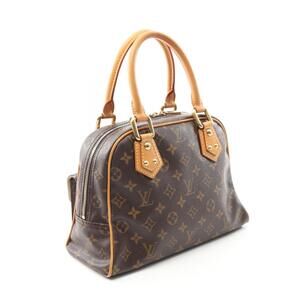 Louis Vuitton handbag canvas Monogram Manhattan leather brown